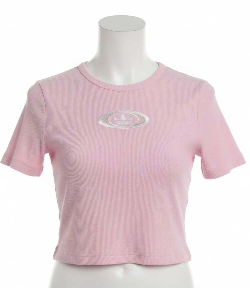 Adidas Originals Ribbed Cut Out T-Shirt Pink Y2K